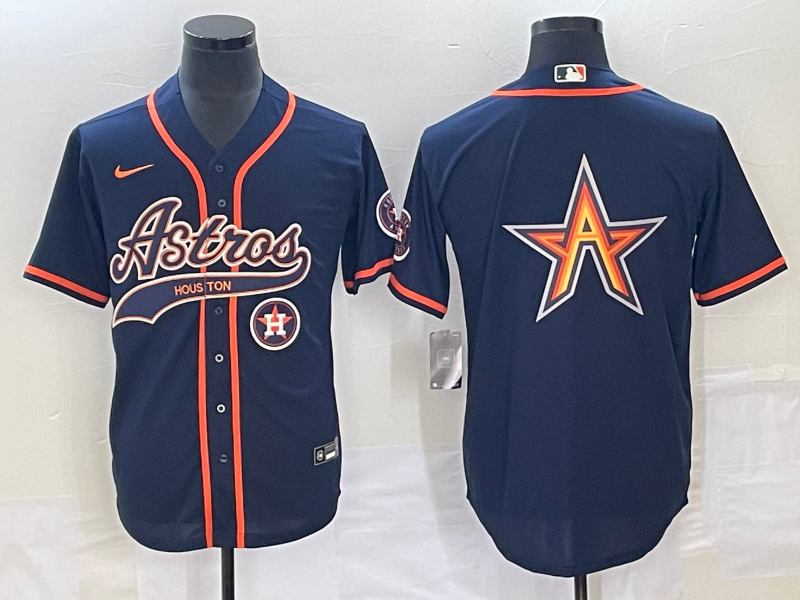 Men's Houston Astros Navy Team Big Logo With Patch Cool Base Stitched Baseball Jersey Men's Houston Astros Navy Team Big Logo With Patch Cool Base Stitched Baseball Jersey